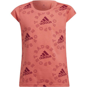 adidas LOGO T ESS Dívčí tričko, růžová, velikost 140
