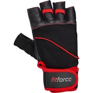 Fitforce FERAL Kožené fitness rukavice, černá, velikost XL