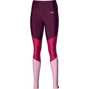 Mizuno CORE LONG TIGHT Dámské běžecké elastické kalhoty, vínová, velikost S