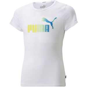 Puma ESS+BLEACH LOGO TEE Dívčí triko, bílá, velikost 128