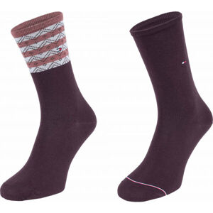 Tommy Hilfiger WOMEN SEASONAL TENCEL SOCK 2P FOLK STRIPE Dámské ponožky, tmavě modrá, velikost 35-38